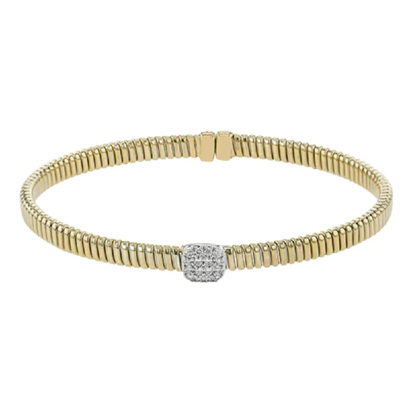 Simon G. 18k Textured Bangle with Diamonds