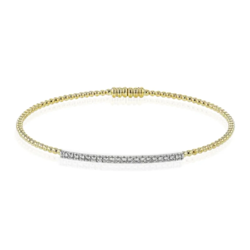 Simon G. 18k Two-Tone Beaded Bangle with Diamonds