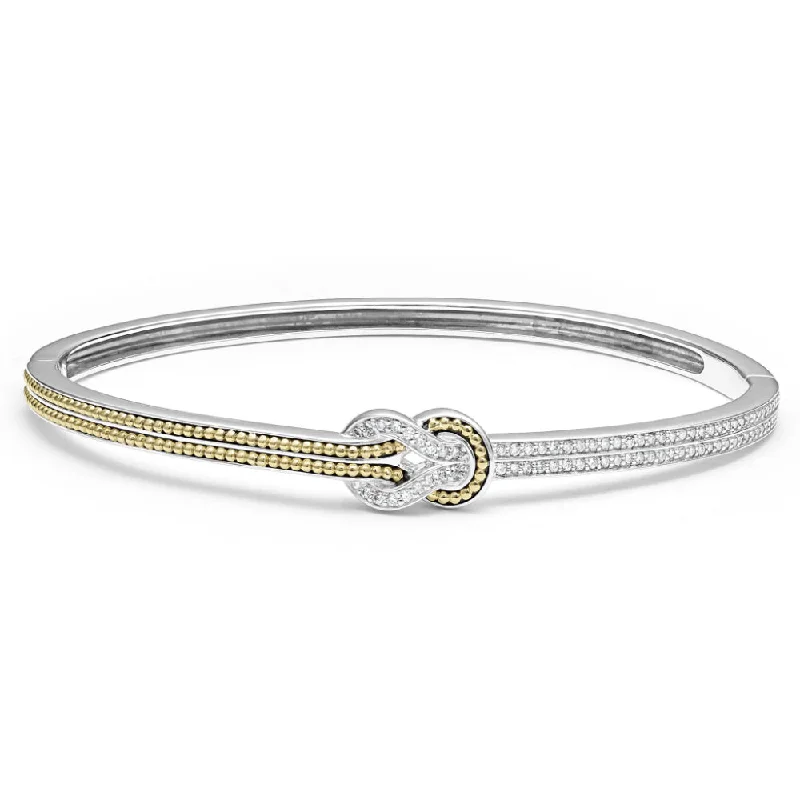 Lagos Newport Two Tone Knot Diamond Cuff Bracelet