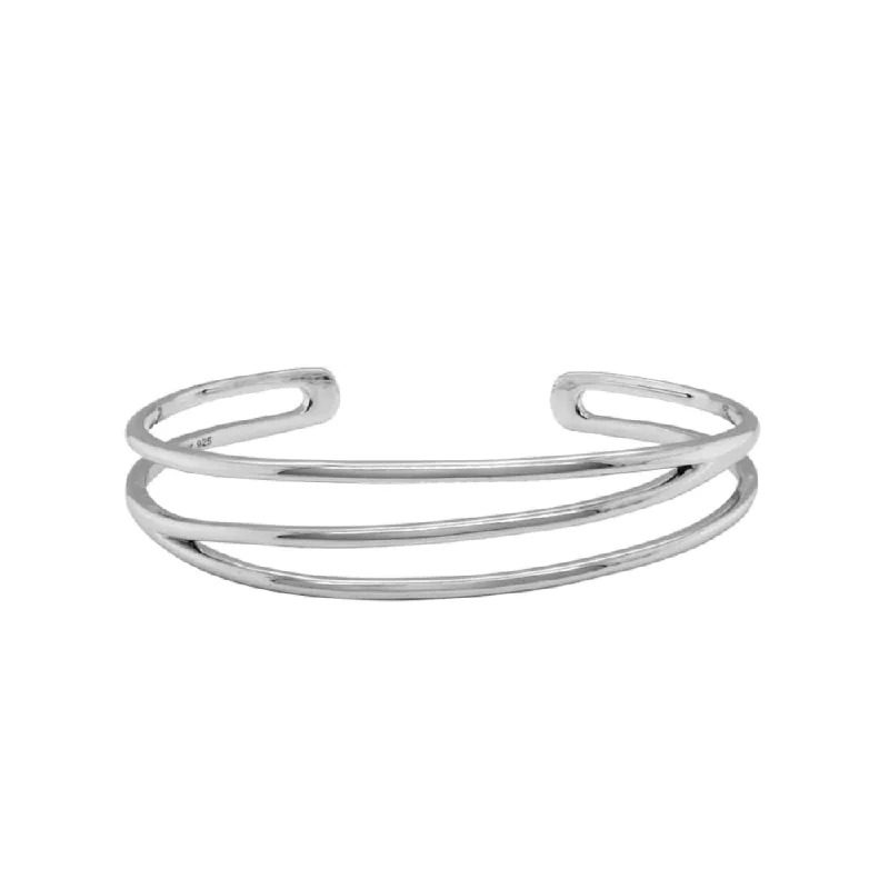 silver feather charm necklace Sterling Silver 3 Strand Cuff Bracelet
