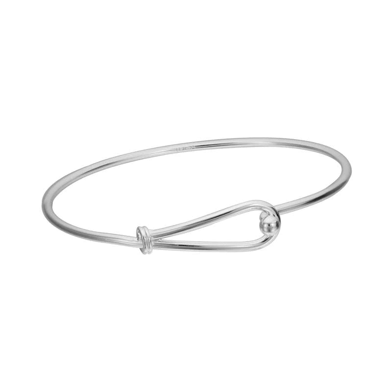 crystal-studded gold ring Sterling Silver Wire Loop Bangle Bracelet