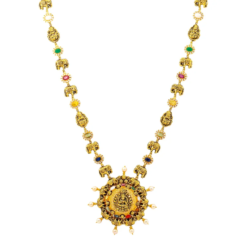 white topaz stacking rings 22K Yellow Gold Navratan Laxmi Necklace (86.6 grams)
