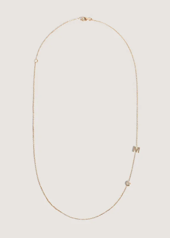 hammered gold stacking rings Asymmetrical Single Initial Necklace Diamond