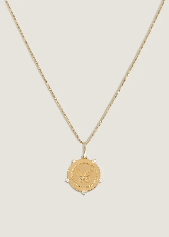 custom engraved infinity necklace Butterfly Coin Necklace Diamond