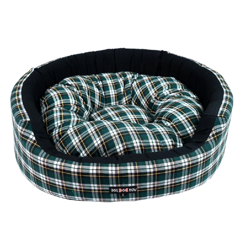 dog anxiety relief vest snug fit Dogobow Valley Check Round Bed for Dogs and Cats (Green)