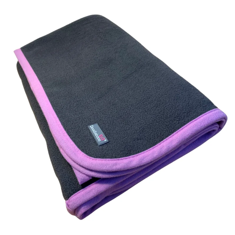 dog seatbelt harness for car safety Doodlebone Fleece Dog Blanket Pink/Charcoal