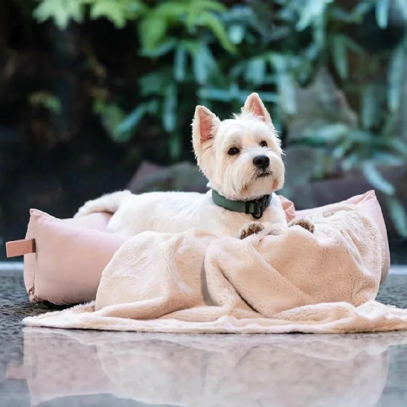 heated pet bed for winter FuzzYard Life Cotton Bed - Soft Blush