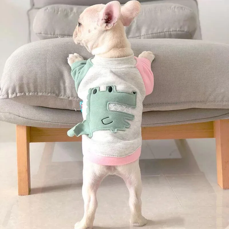 dog anxiety relief vest snug fit HM Pink Dino Grey T-shirt - T-shirt For Small Dogs & Cats