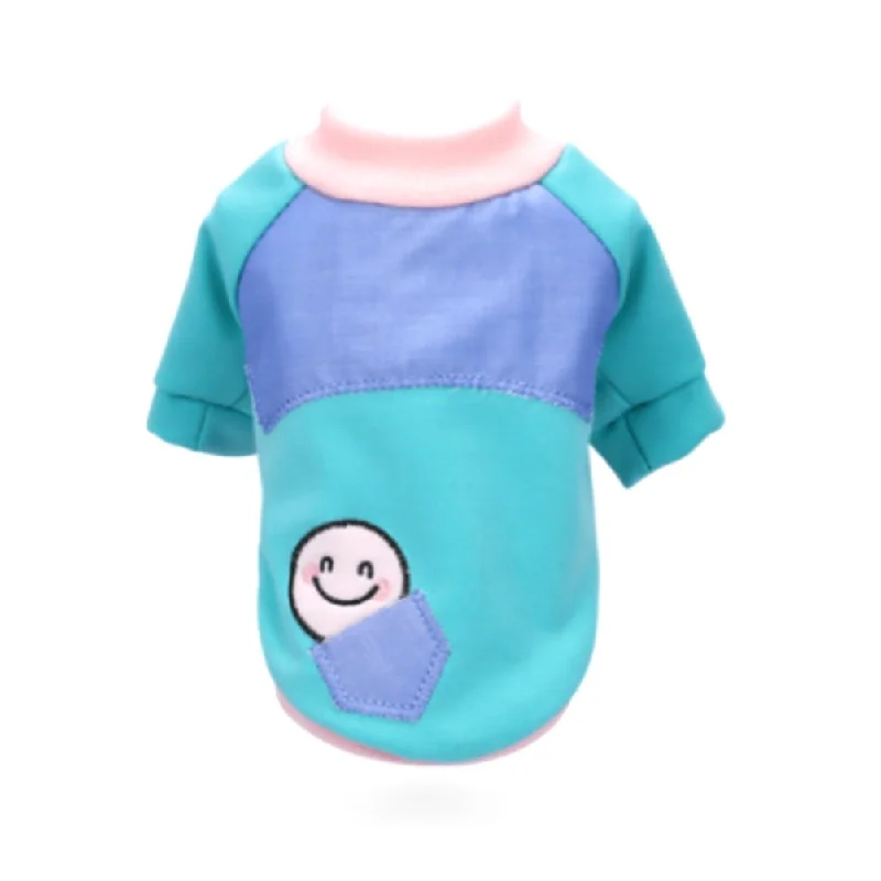 bird nesting box for parakeets HM Smiley in Pocket Blue & Pink Tee - T shirt For Small Dogs & Puppies