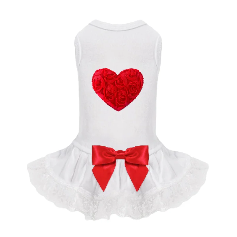 cat window perch extra sturdy Lacey Puff Heart Dog Dress: Red