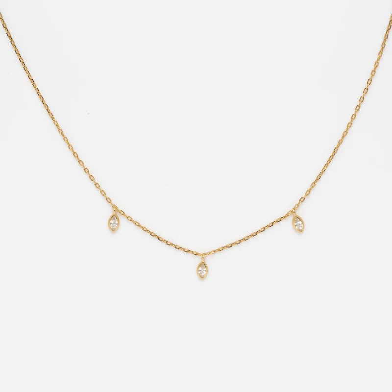minimalist gemstone stud earrings Marquise Shaker Necklace