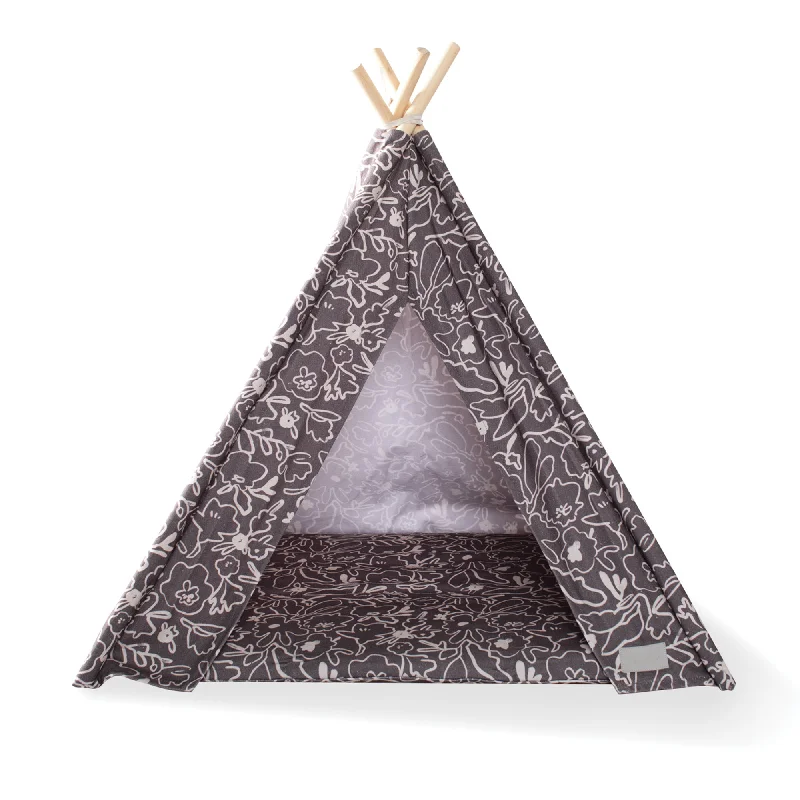 waterproof pet feeding mat large Messy Flower Dog Teepee