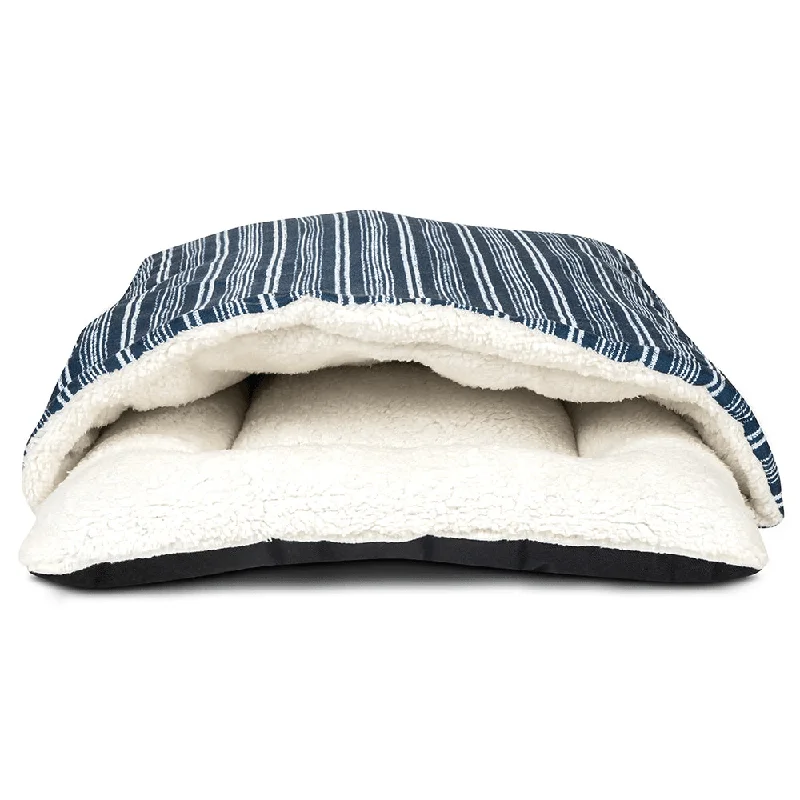 non-slip bird perch platform Pawpourri Cave Bed for Cats (Blue/White)