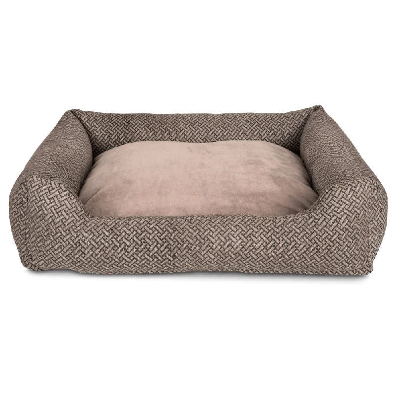 chew-resistant dog muzzle breathable Pawpourri Durry Print Cuddler Bed for Dogs (Dark Grey)