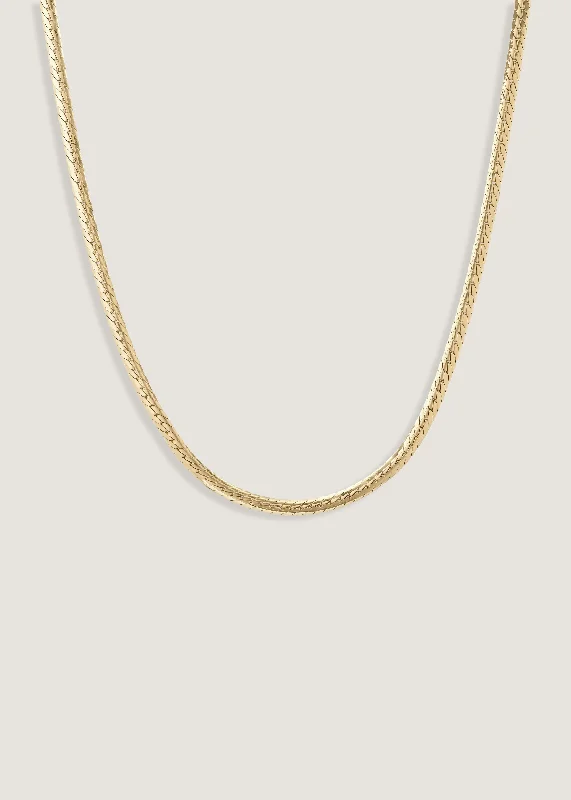 dainty gold chain earrings Petite Kennedy Herringbone Chain Necklace