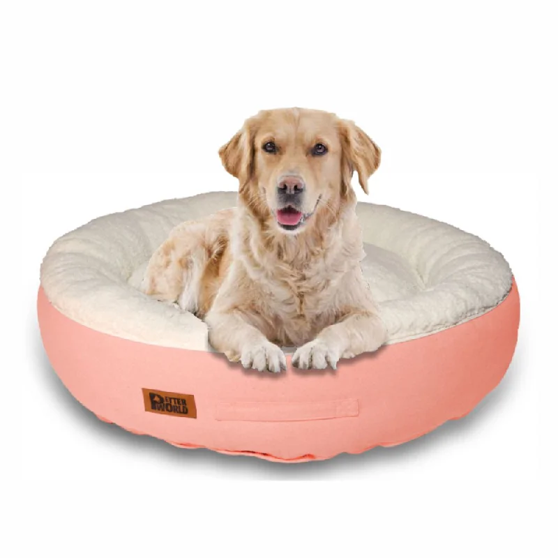 no-slip waterproof dog booties Petter World Ultra Luxury Cotton Canvas Donut Bed With Removable Sherpa Fur Cushion for Dogs (Peach Pearl)