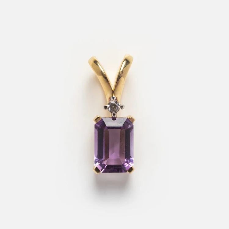 gold bar earrings minimalist Solid Gold 2024 February Capsule Amethyst Baguette Charm