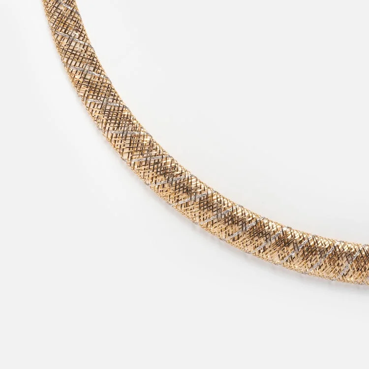 modern infinity signet ring Solid Gold Mixed Metal Mesh Necklace