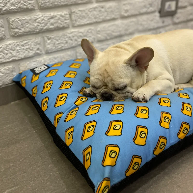 soft pet stairs for high couch Talking Dog Club Butter My Bread Pillow Bed for Dogs and Cats (Sky Blue)