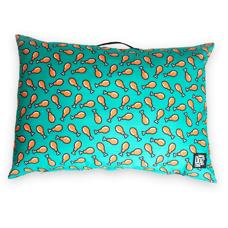 chew-resistant guinea pig hideout Talking Dog Club Love them Chicken Legs Pillow Bed for Dogs and Cats (Green)