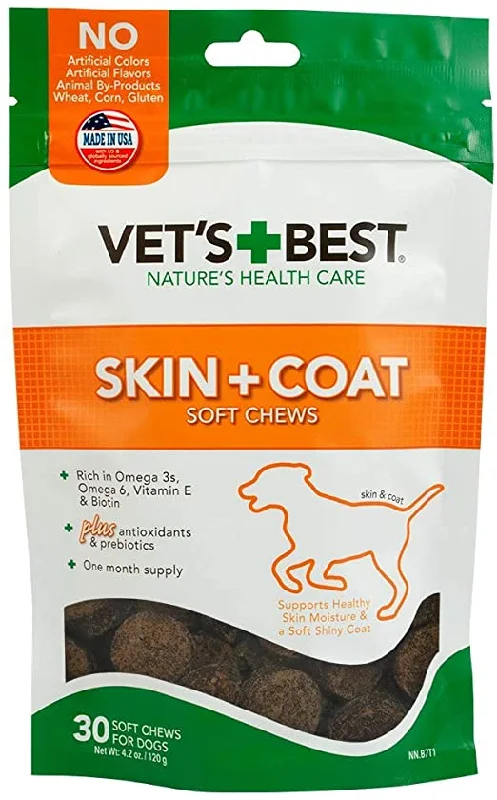 dog toothpaste natural ingredients Vet's Best Skin & Coat Soft Chews - 30 Count