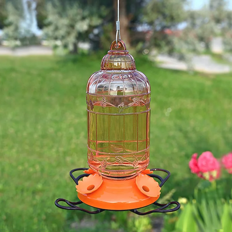 easy-clean bird cage with tray Antique Bird Cage Style Glass Oriole Feeder