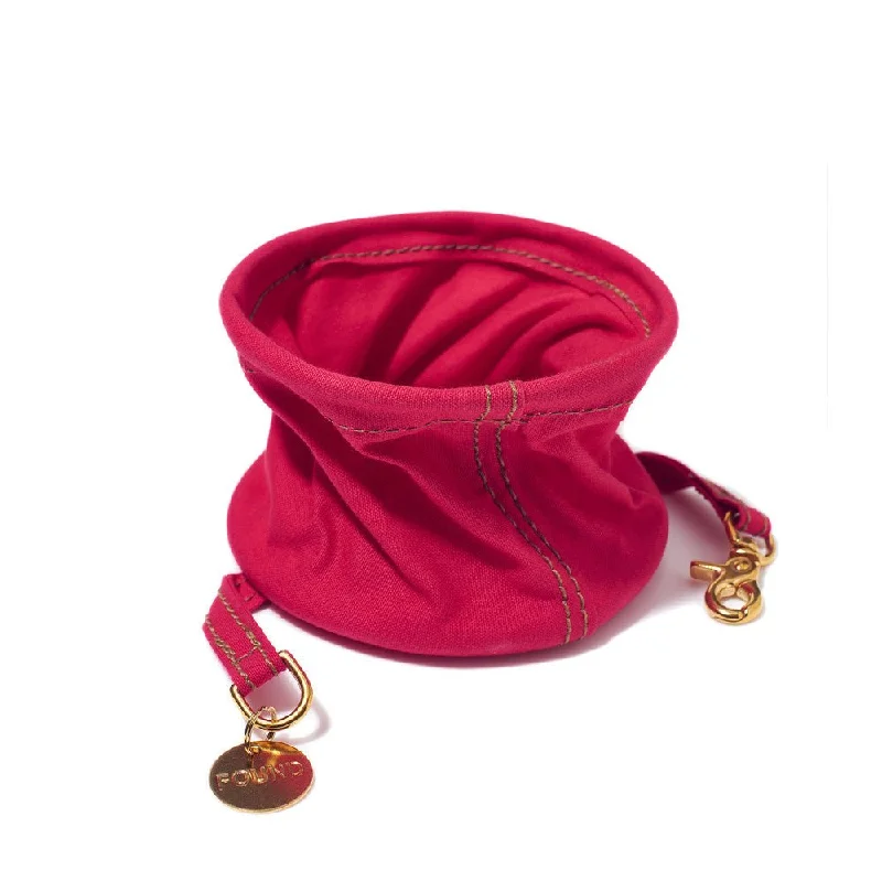soft padded dog booties for winter Bright Pink Canvas Collapsible Water Bowl