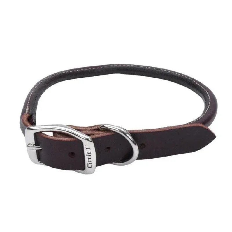 small dog raincoat reflective Circle T Latigo Leather Round Dog Collar Brown