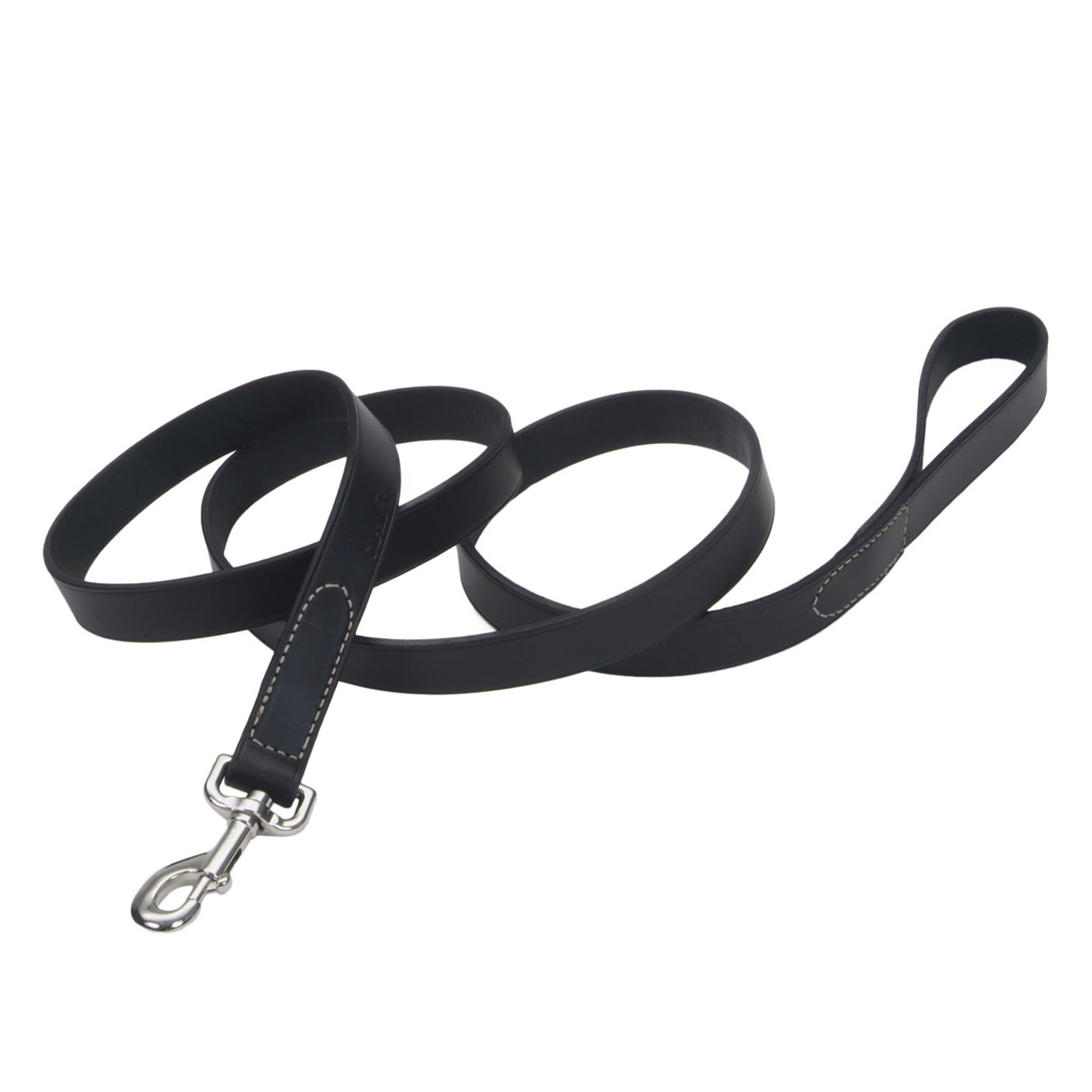 portable pet water dispenser Circle T Oak Tanned Leather Dog Leash, Black 4 Foot