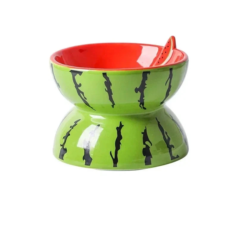 no-spill cat water bowl cute cat food bowl watermelon design