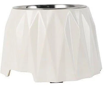 soft-sided cat carrier expandable Elevated Diamond Dog Bowl - White
