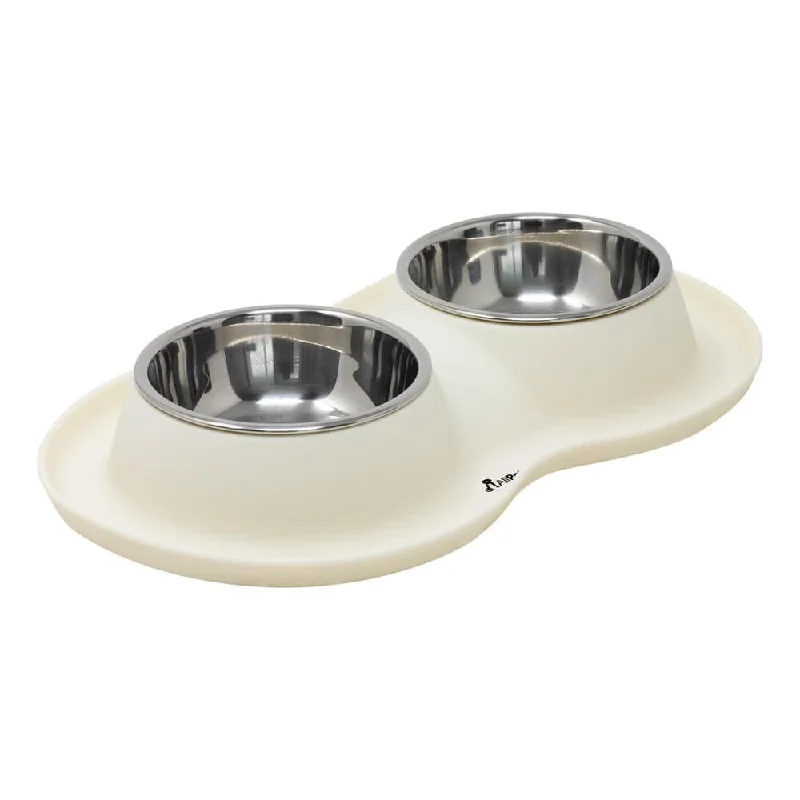 soft pet stairs for high couch Double Bowl Cat Dog Feeder - White - S/L/XL