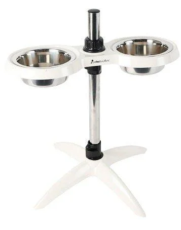 best parrot training stand Elevated Adjustable Raised Dog Bowl White M/L