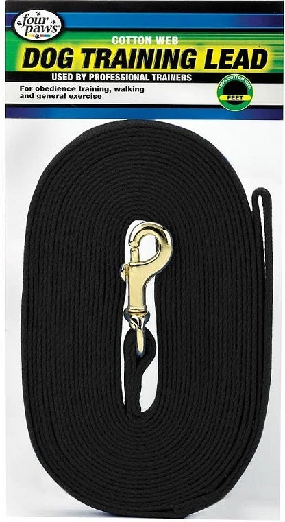 bird training clicker easy-use Four Paws Black Cotton Web Dog Training Lead