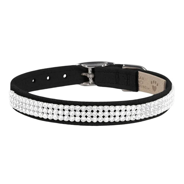 high-fiber cat treats for digestion Giltmore 3-Row Crystal Pet Collar: Black