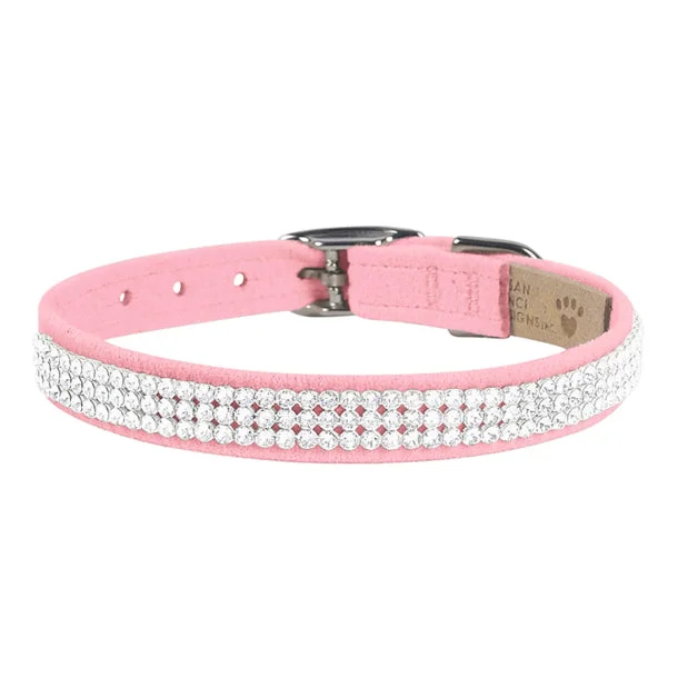 best chew toys for aggressive chewers Giltmore 3-Row Crystal Pet Collar: Puppy Pink