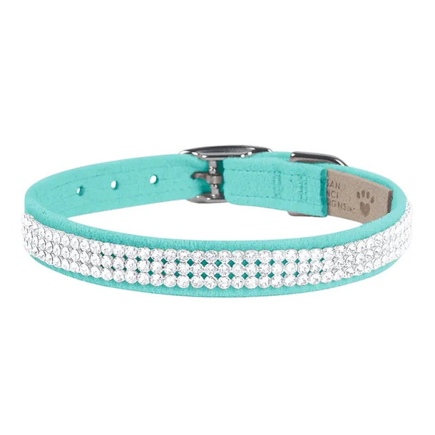fish tank cleaning brush set Giltmore 3-Row Crystal Pet Collar: Tiffy Blue