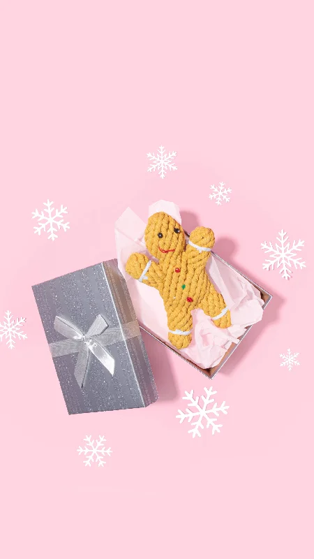 breathable pet carrier backpack Gingerbread Dog Toy - 7" Festive Christmas Dog Toys - Cotton