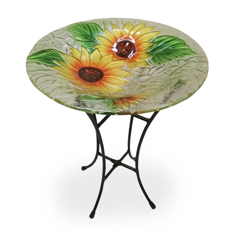 ultra-soft heated cat bed Glass Bird Bath With Stand - Sunflower