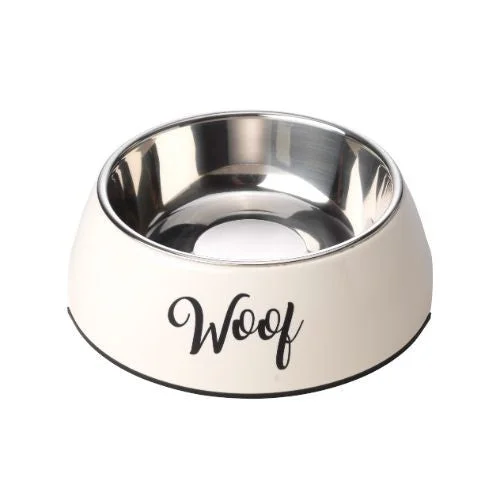 hamster hideout with tunnel system House of Paws Cream Woof Dog Bowl Medium