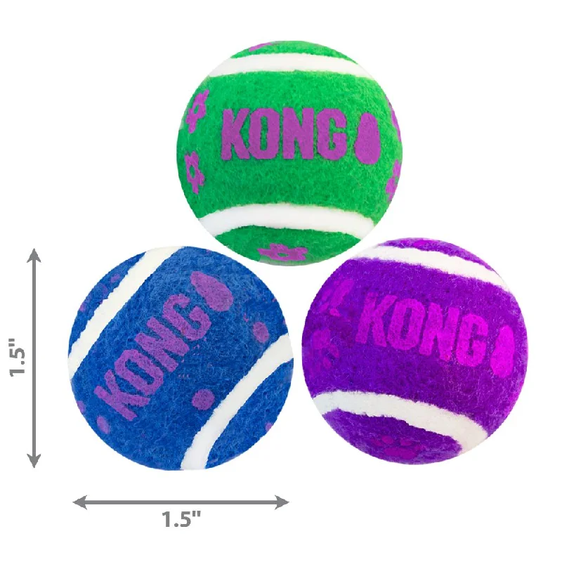 anti-scratch cat furniture protectors Kong Small Tennis Balls With Bells, Pack of 3