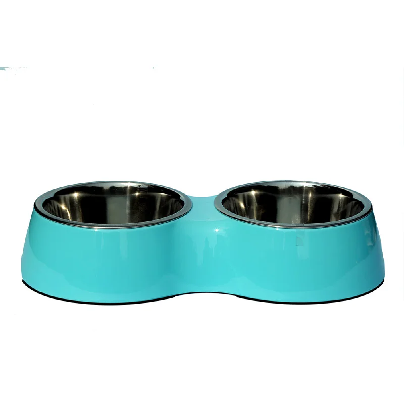 best dog shampoo for allergies Melamine Double Diner - Anti-Skid-Blue