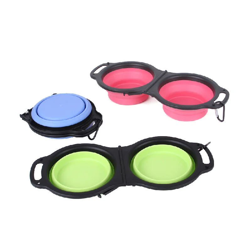 reptile UVB light fixture adjustable Collapsible Silicone Double Portable Dog Bowl
