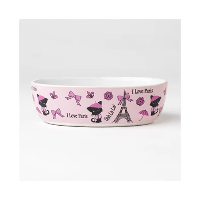 heavy-duty dog tie-out cable PetRageous® I Love Paris Cat Dish 7"