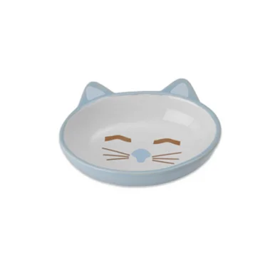 luxury pet bed for small dogs PetRageous® Sleepy Kitty 5.5" Blue Dish