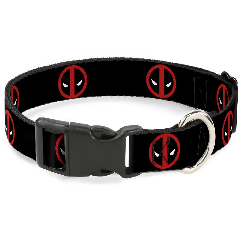 cat tunnel interactive play Plastic Clip Collar - Deadpool Logo Black/Red/White