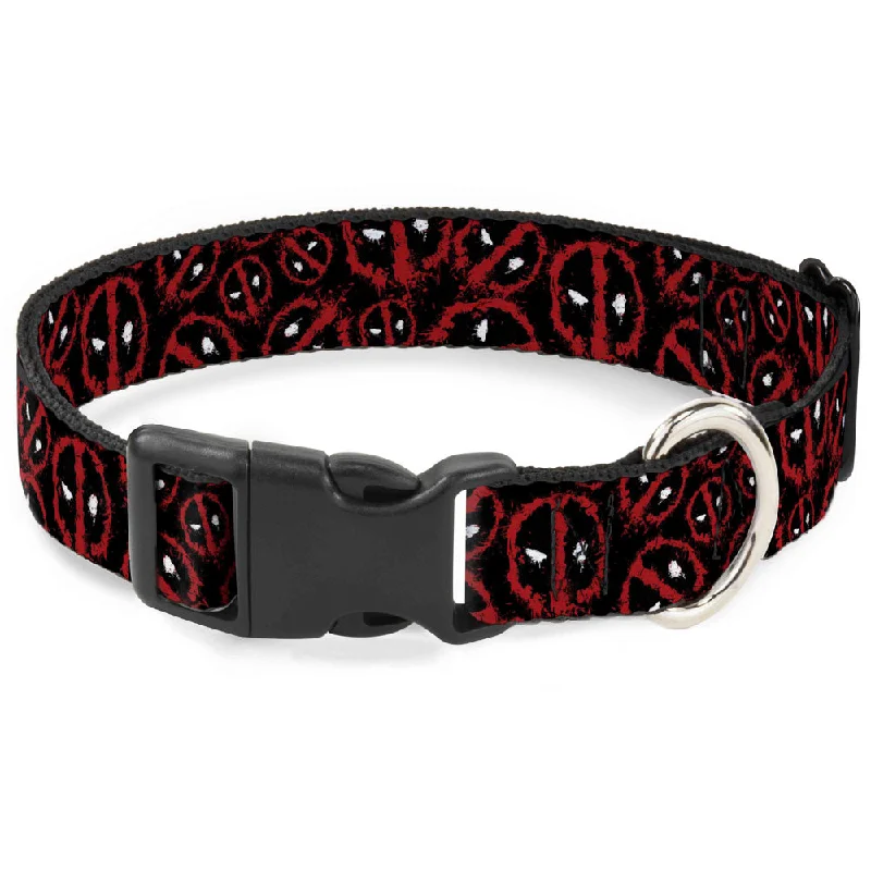 rabbit hutch outdoor waterproof Plastic Clip Collar - Deadpool Splatter Logo Scattered Black/Red/White