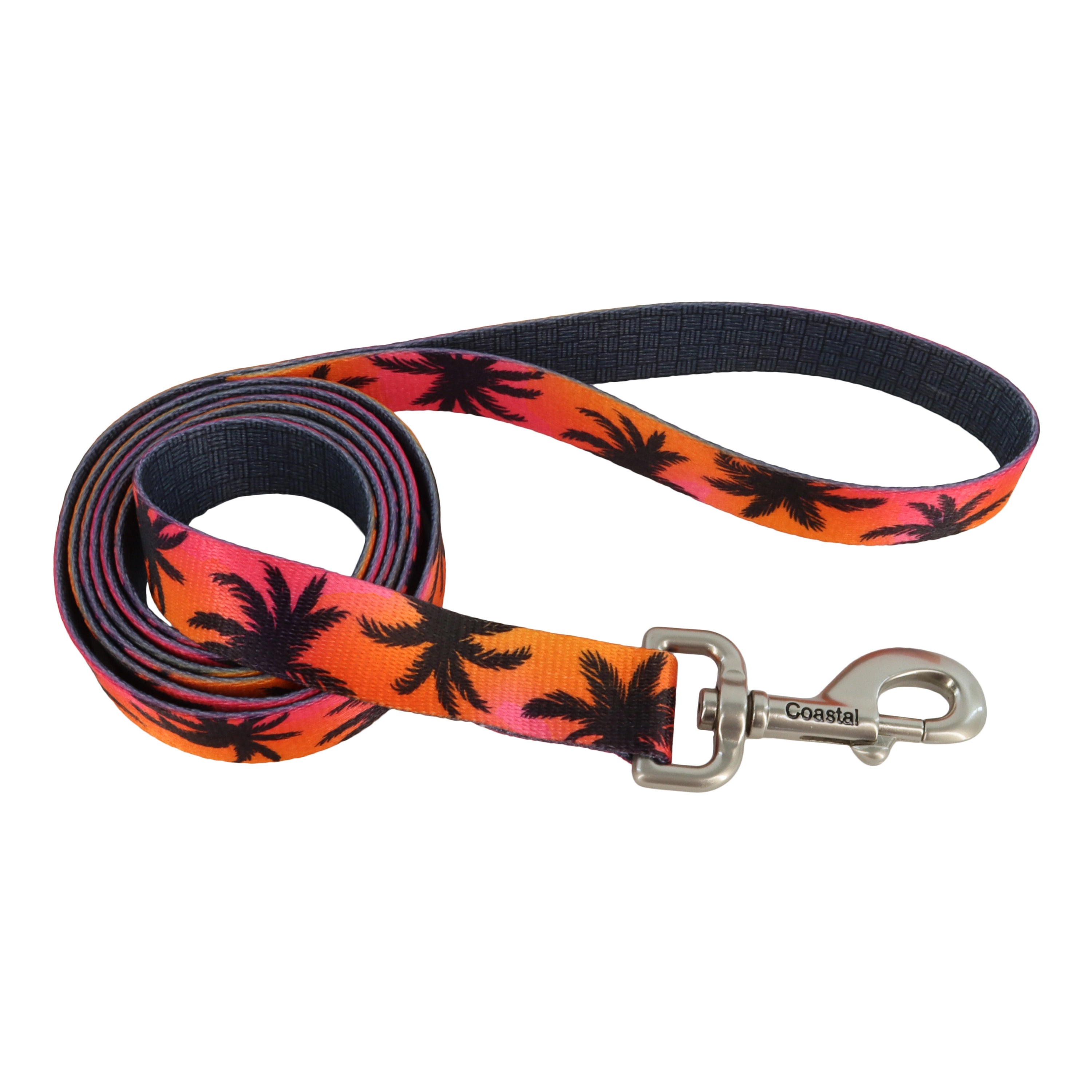 small pet travel carrier bag Sublime Dog Leash, Sunset Palms with Black Grid 6 Foot