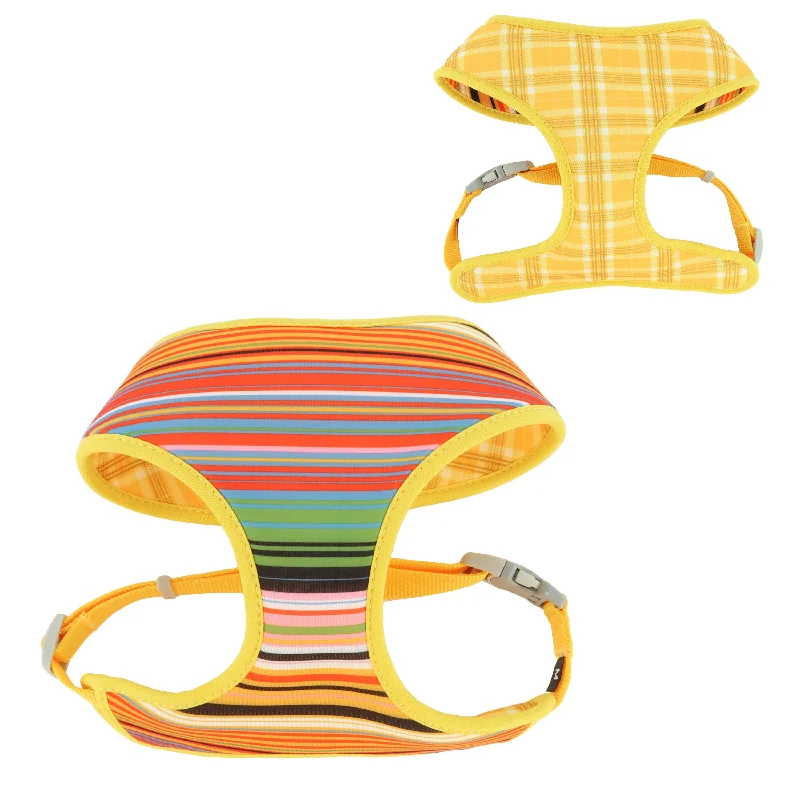 dog puzzle feeder for mental stimulation Costal Pet Products Sublime Reversible Dog Harness, Sublime Stripe with Gold Plaid
