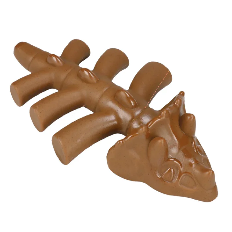 cat litter disposal system odor-free Talking Dog Club Dinosaur Nylon Bone Heavy Chew Toy for Dogs (Brown)